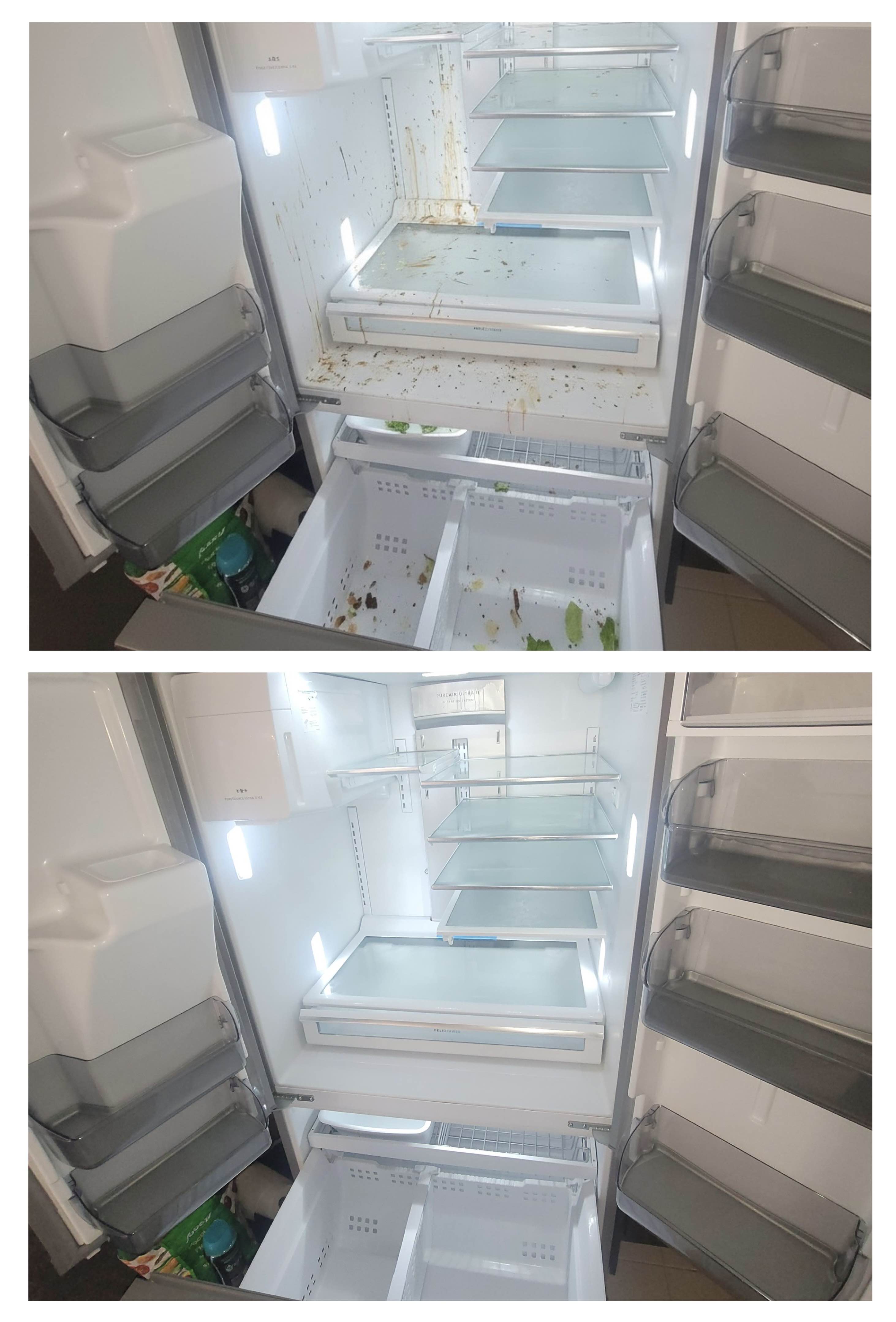 Immaculate fridge interior after deep cleaning